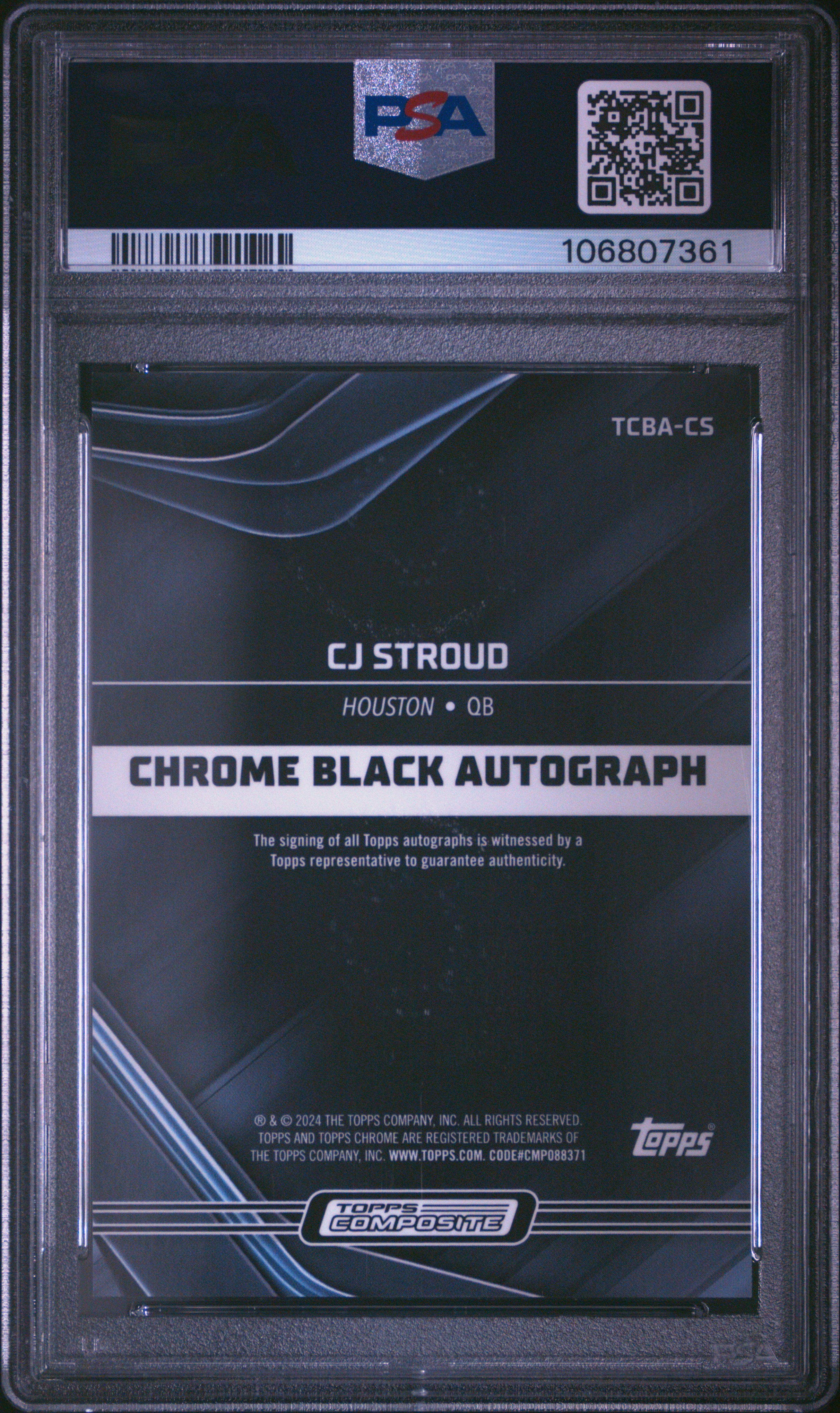 2023 Topps Composite Topps Chrome Black Autographs Cj Stroud #Tcbacs Mint 9 back