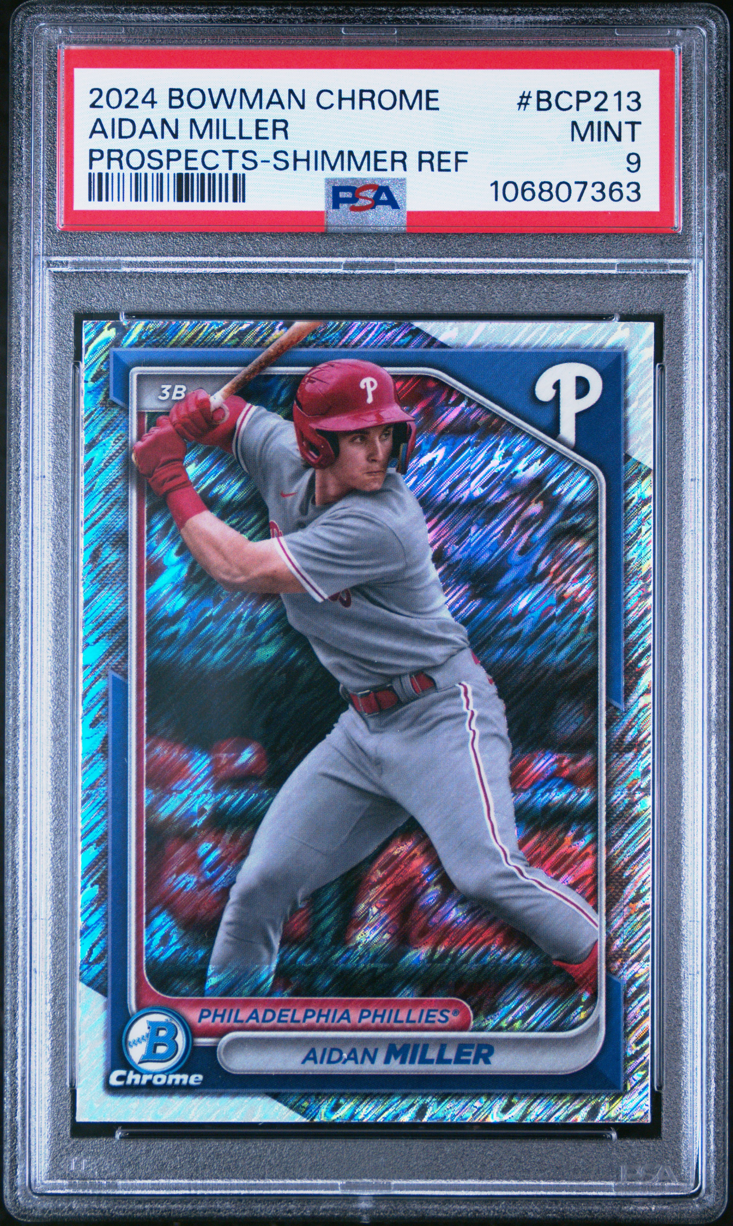 2024 Bowman Chrome Prospects Aidan Miller #Bcp213 (Prospects-Shimmer Ref) Mint 9 front