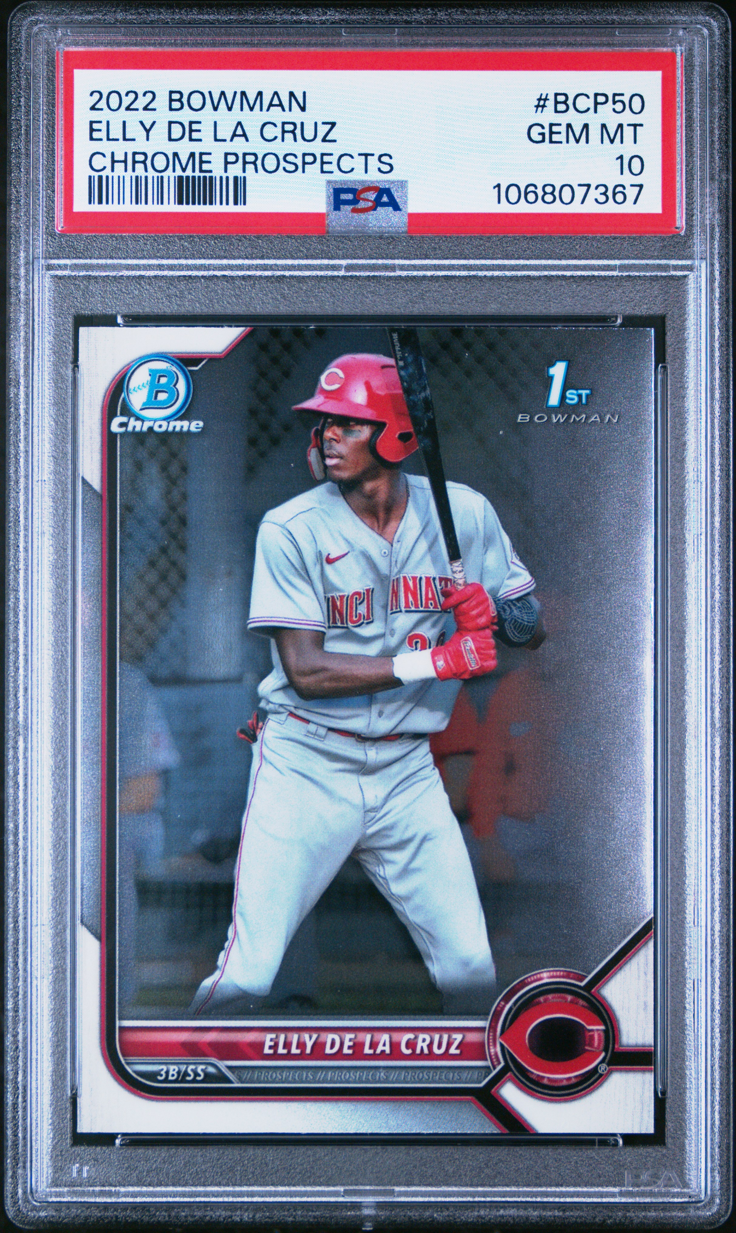 2022 Bowman Chrome Prospects Elly De La Cruz #Bcp50 (Chrome Prospects) Gem Mt 10 front