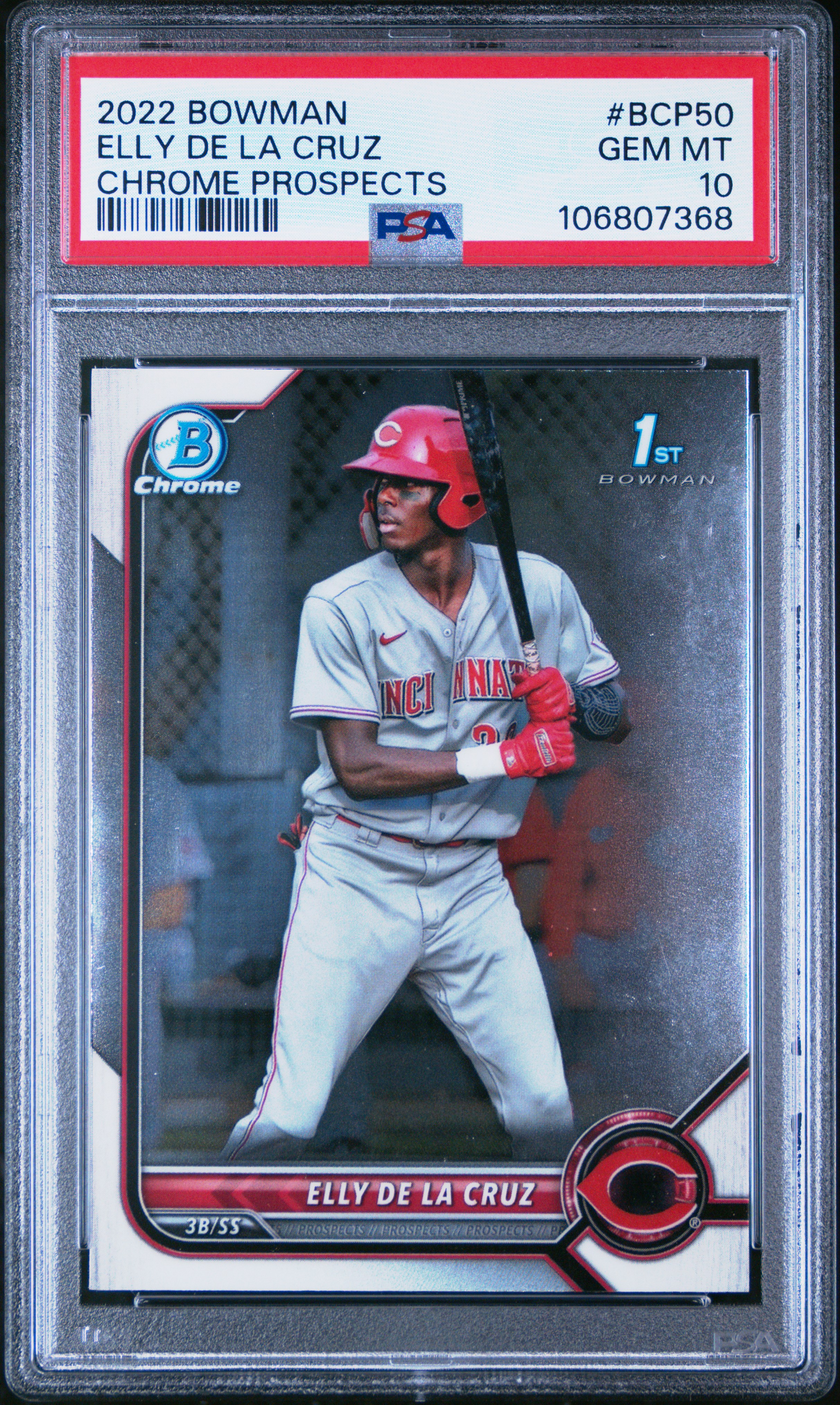 2022 Bowman Chrome Prospects Elly De La Cruz #Bcp50 (Chrome Prospects) Gem Mt 10 front