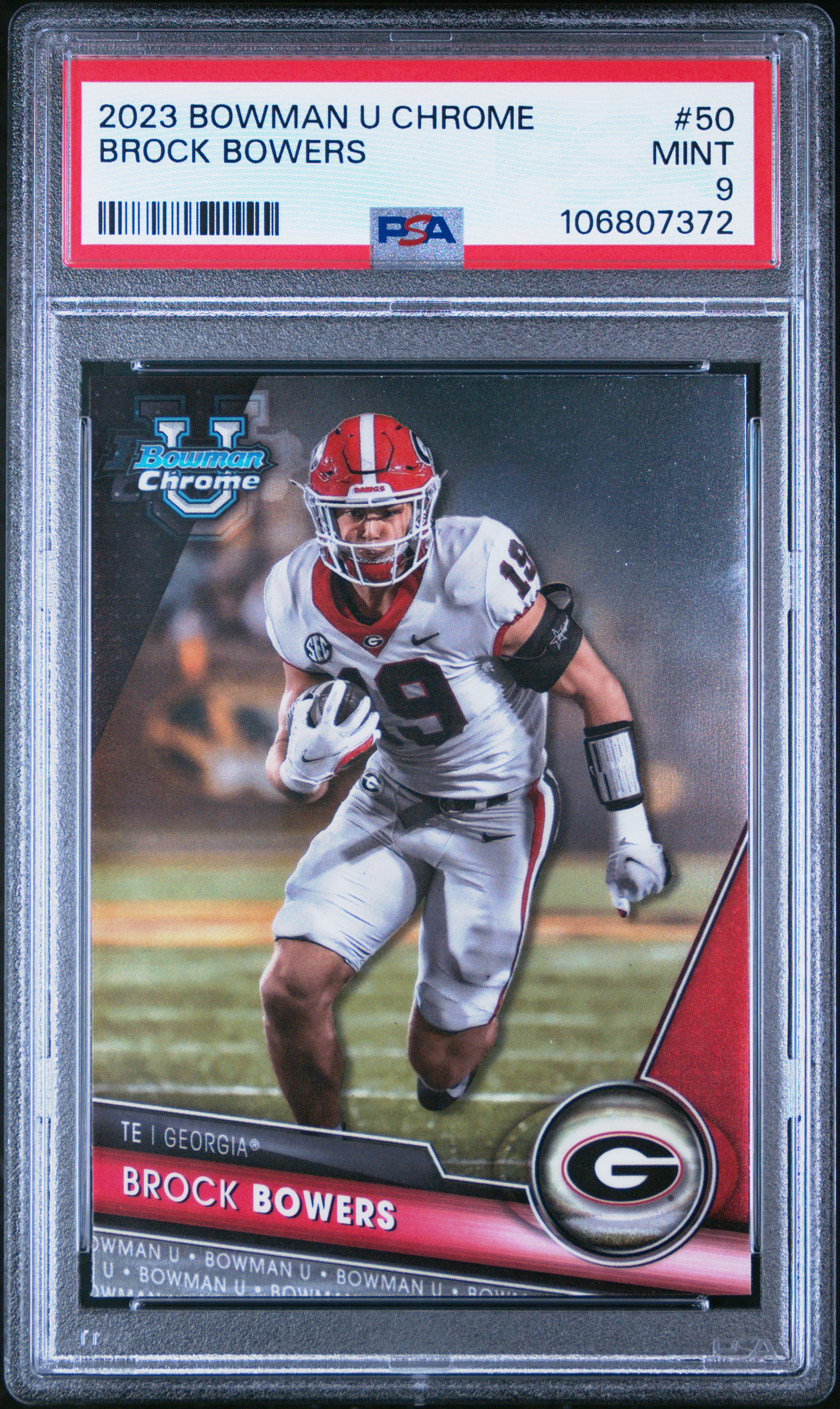 2023 Bowman University Chrome Brock Bowers #50 Mint 9 back