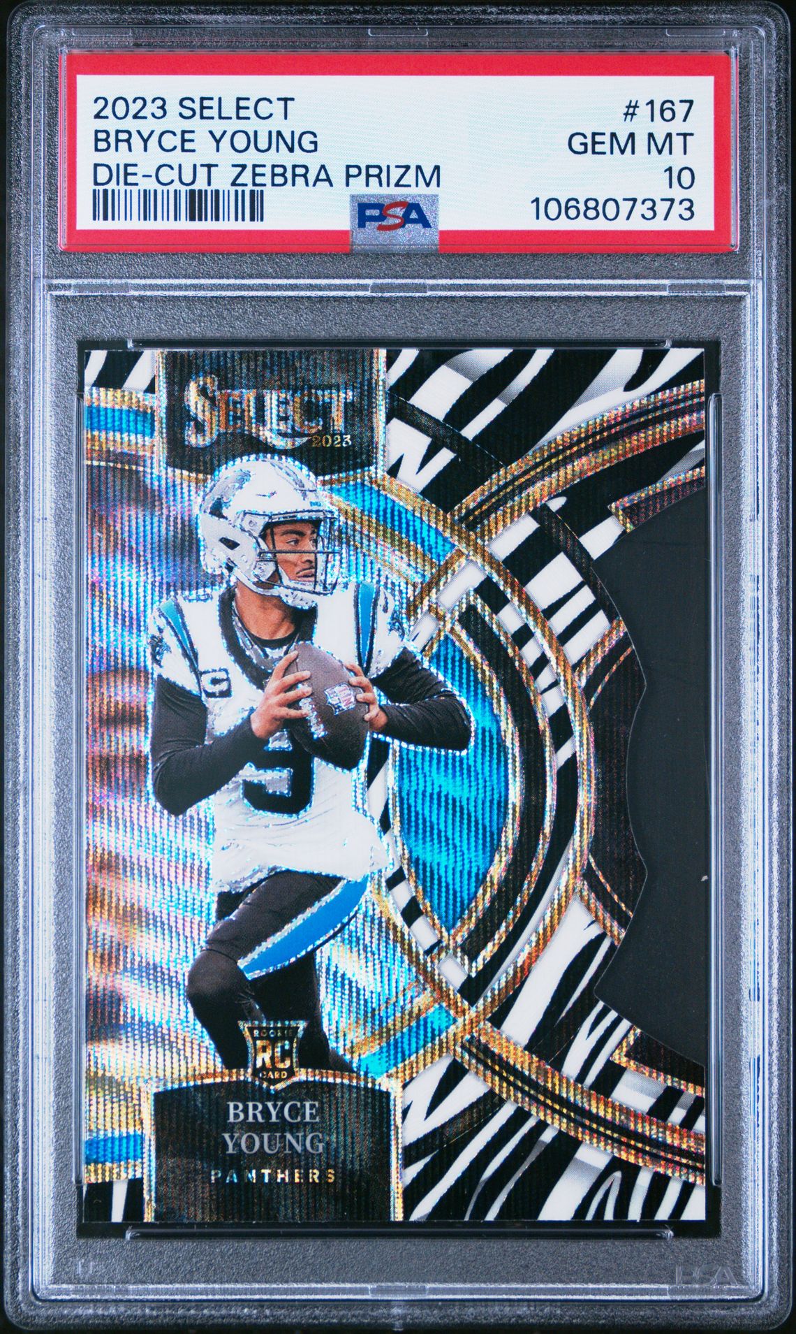 2023 Panini Select Bryce Young #167 (Die-Cut Zebra Prizm) Gem Mt 10 front