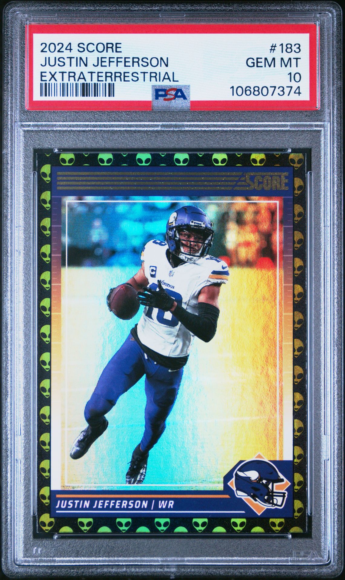 2024 Panini Score Justin Jefferson #183 (Extraterrestrial) Gem Mt 10 front