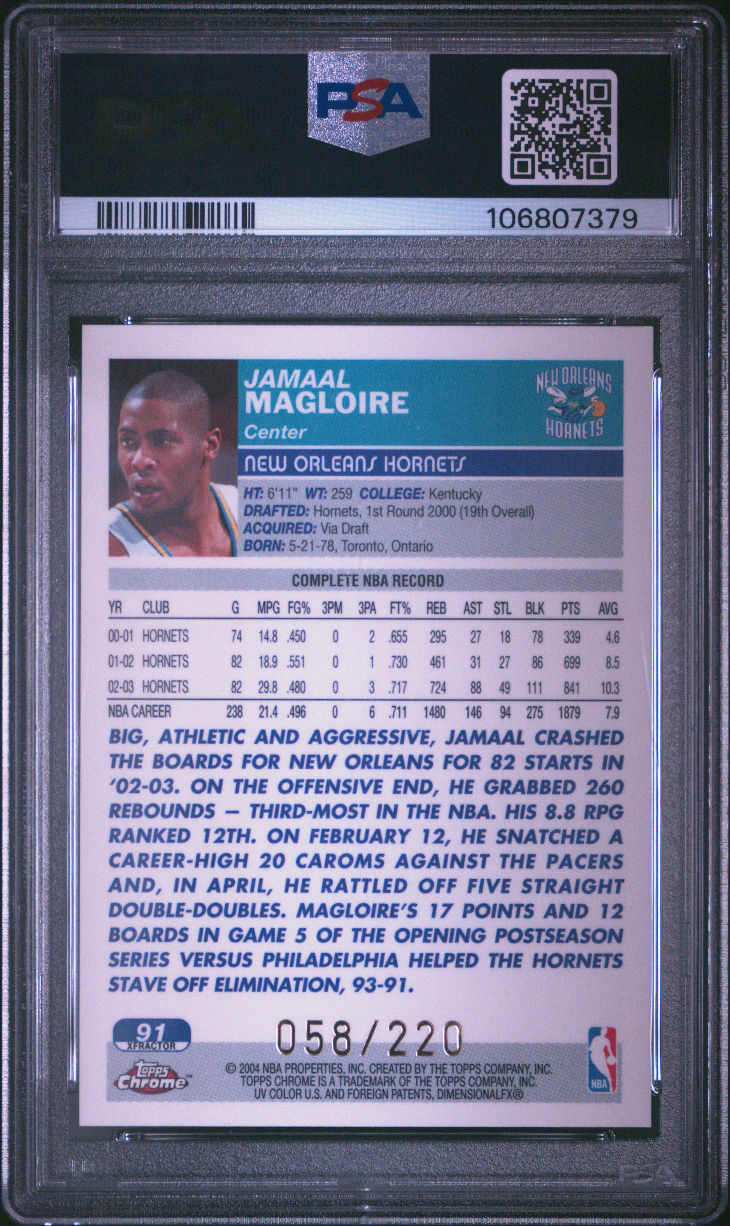 2003 Topps Chrome Jamaal Magloire #91 (Xfractor) Mint 9 back