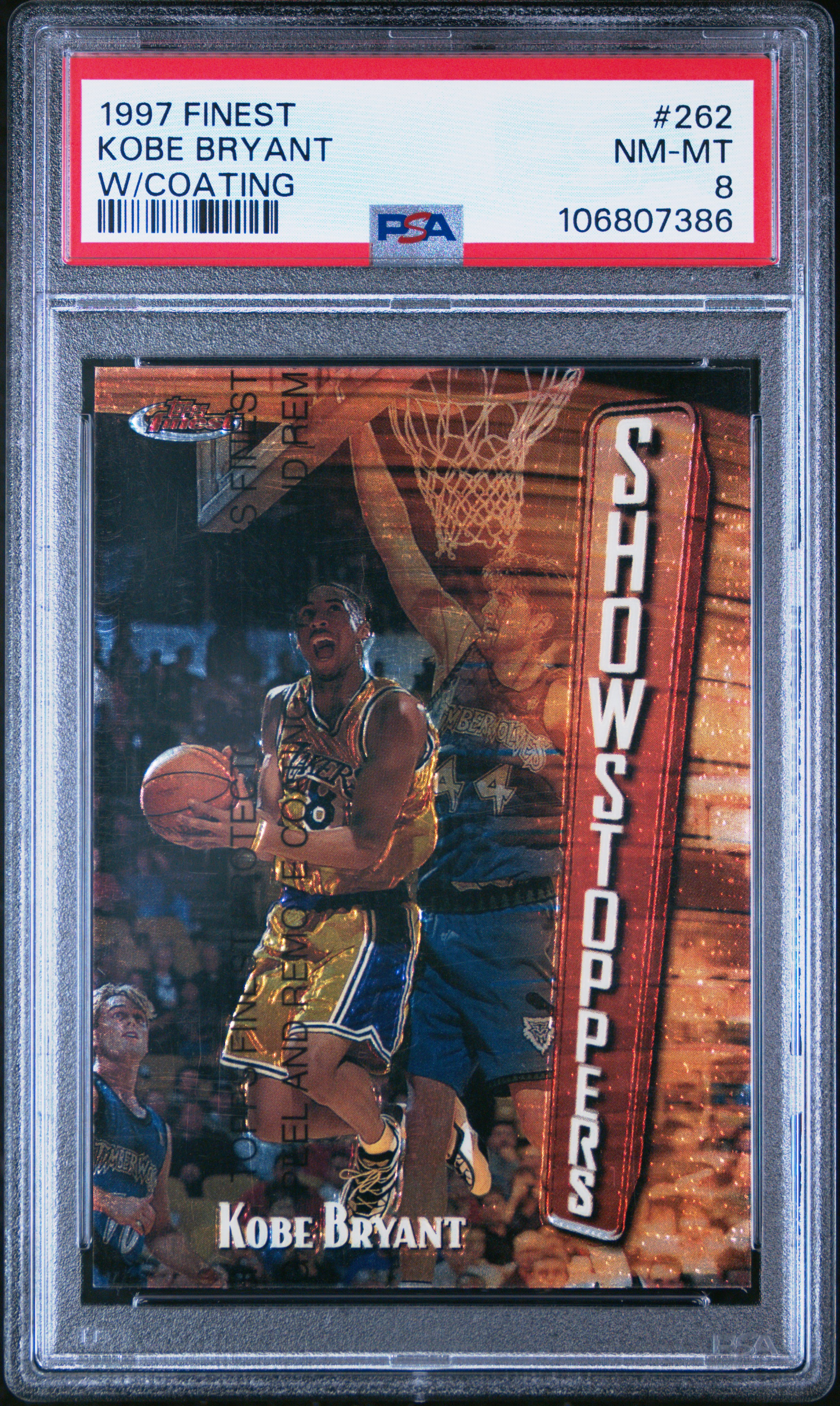 1997 Finest Kobe Bryant #262 (W/Coating) Nm-Mt 8 front