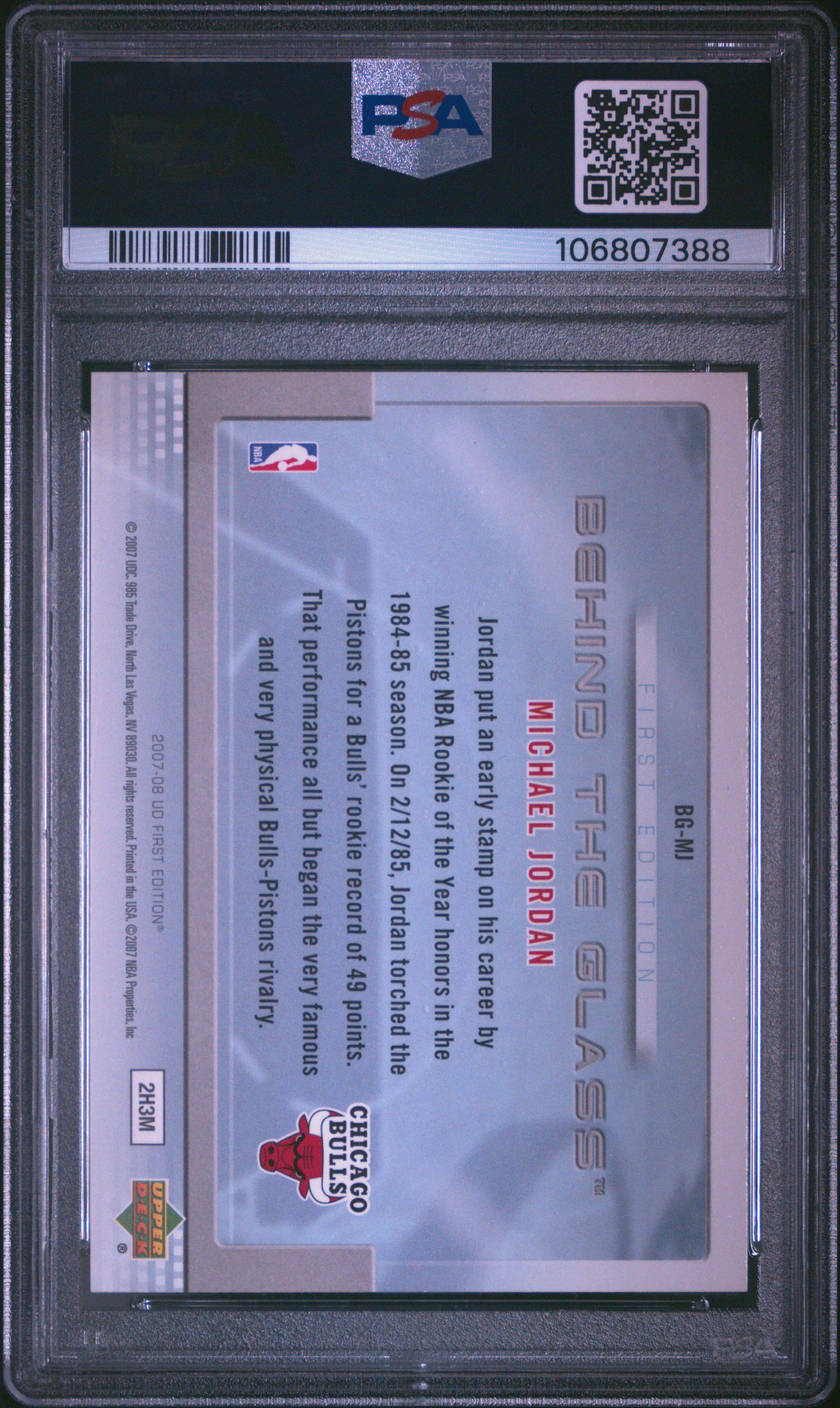 2007 Upper Deck First Edition Behind The Glass Michael Jordan #Bg-Mj (Behind The Glass) Nm-Mt 8 back