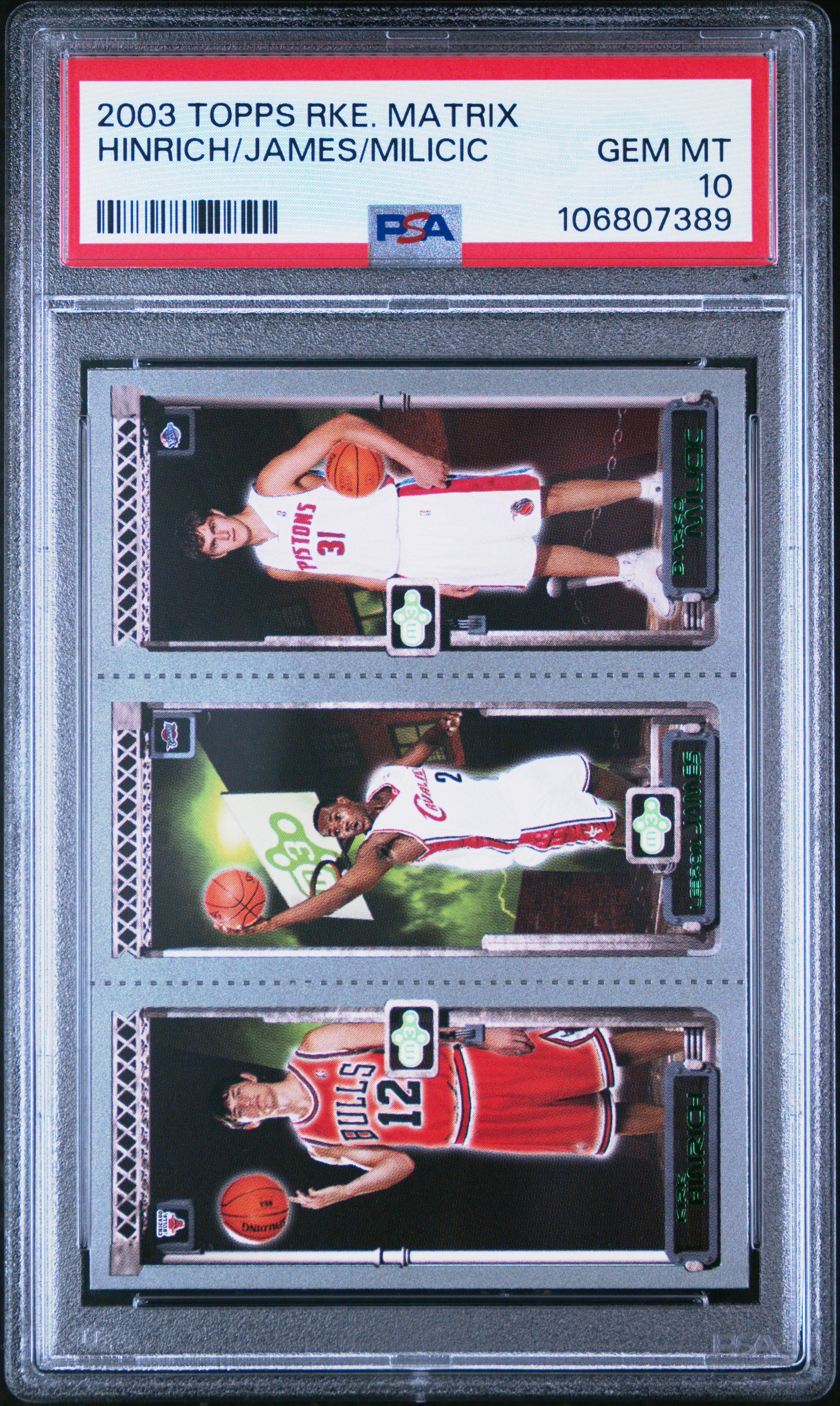 2003 Topps Rookie Matrix Hinrich/James/Milicic Gem Mt 10 front