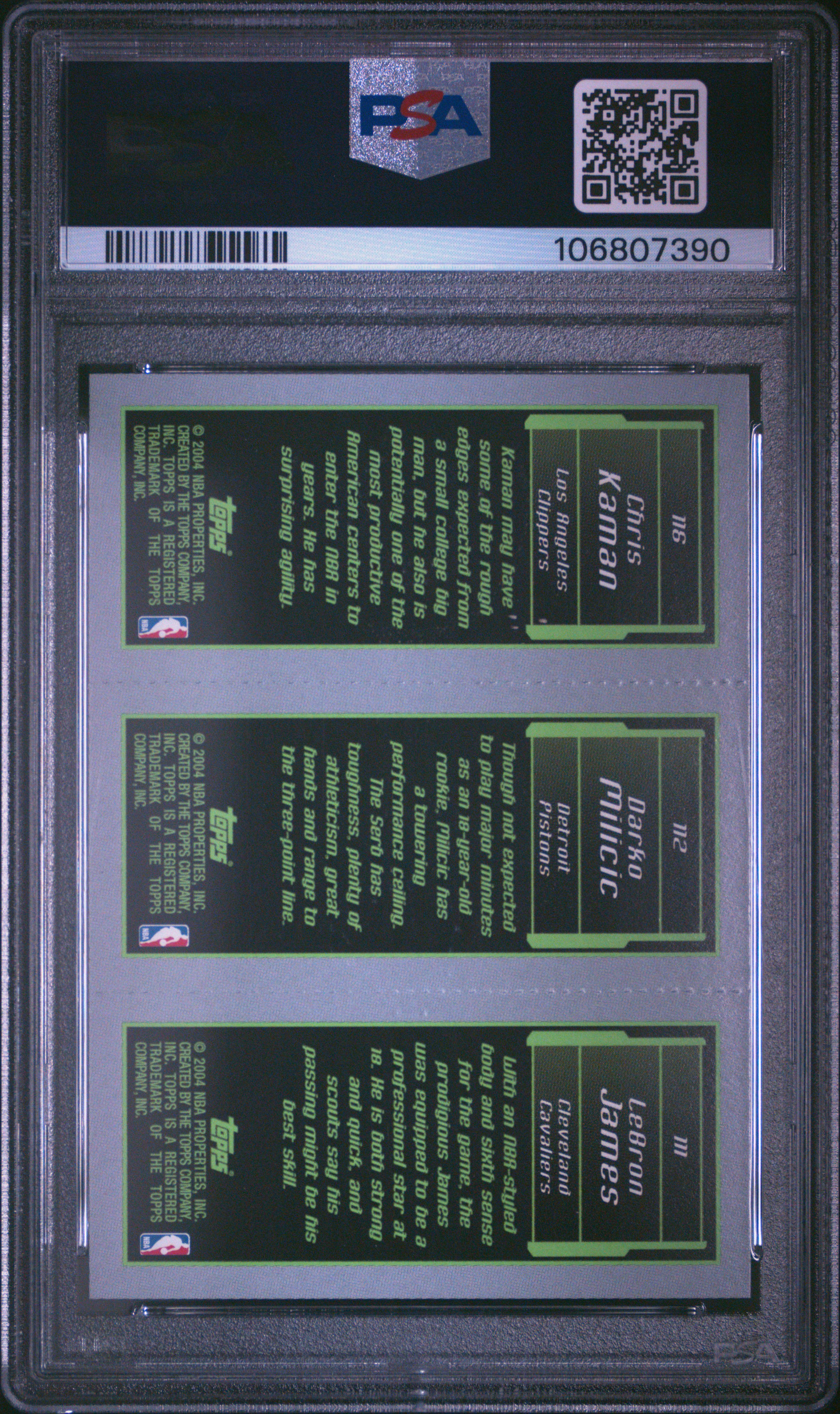 2003 Topps Rookie Matrix L.james/D.milicic (C.kaman) Mint 9 back