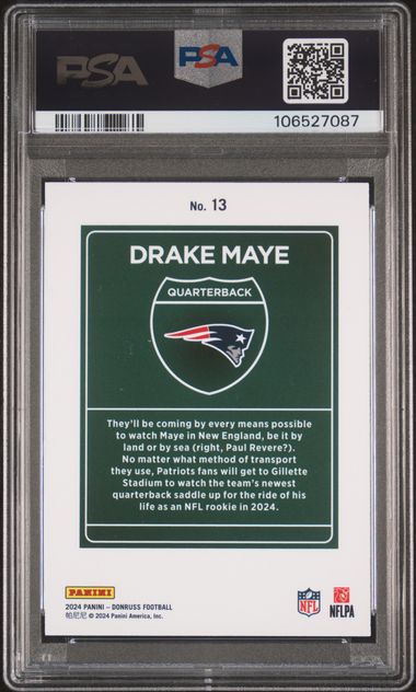 2024 Panini Donruss Downtown! Drake Maye #13 Nm-Mt 8 back