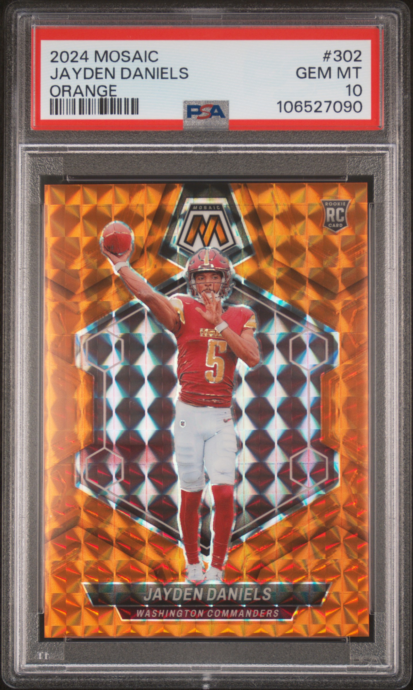 2024 Panini Mosaic Jayden Daniels #302 (Orange) Gem Mt 10 front