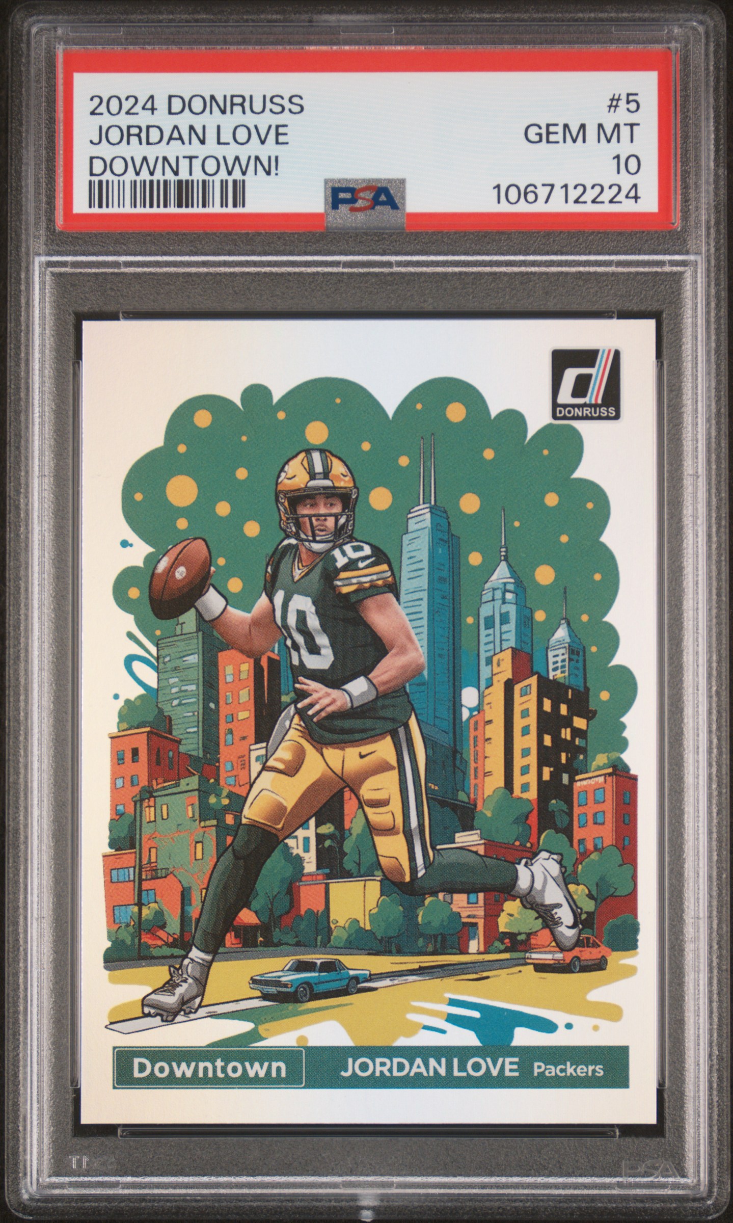 2024 Panini Donruss Downtown! Jordan Love #5 Gem Mt 10 front