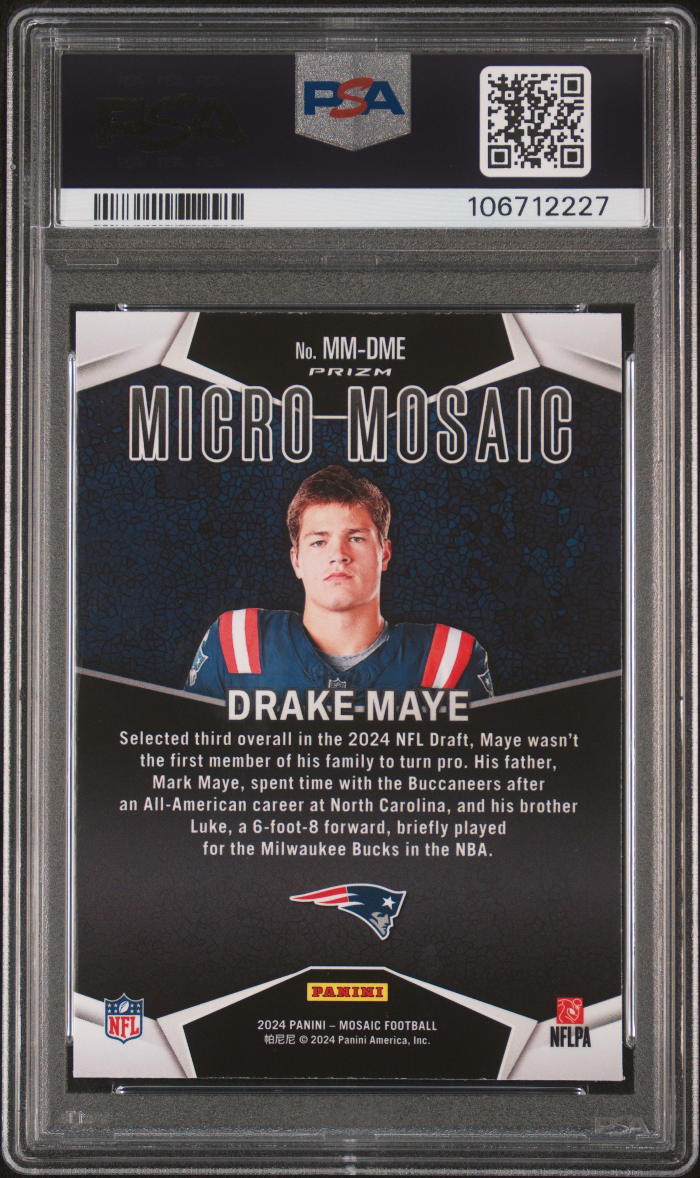 2024 Panini Mosaic Micro Mosaic Drake Maye #Mmdme Mint 9 back