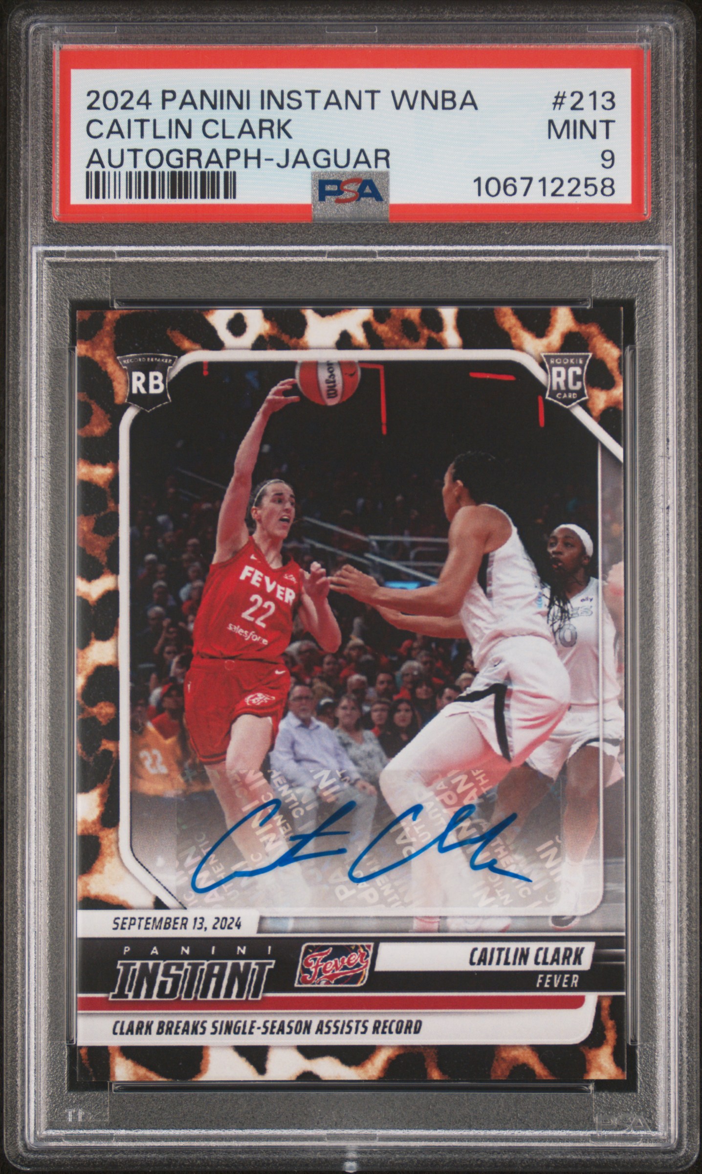 2024 Panini Instant Wnba Caitlin Clark #213 (Autograph-Jaguar) Mint 9 front