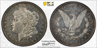 1878 8TF $1 VAM 14.9 Tripled Eyelid AU58