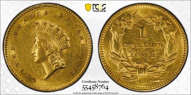 1854 G$1 Type 2 AU58