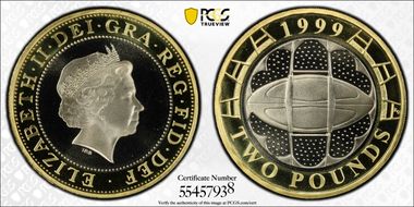 1999 £2 S-K10 Rugby World Cup PR69DCAM