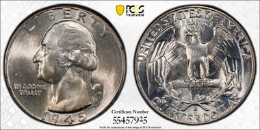 1945-D 25C MS65