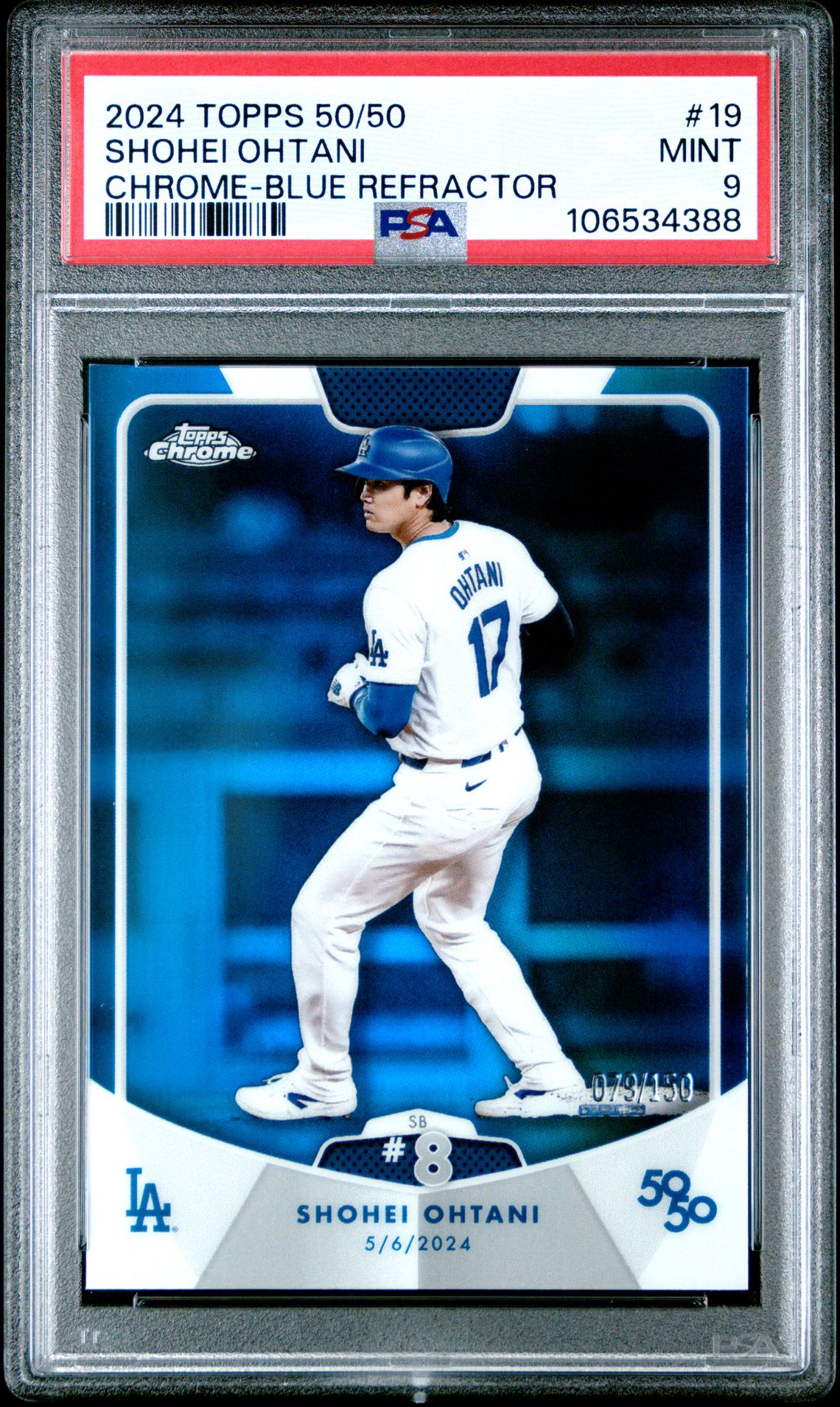 2024 Topps TOPPS 50/50 SHOHEI OHTANI CHROME-BLUE REFRACTOR #19 Shohei Ohtani front