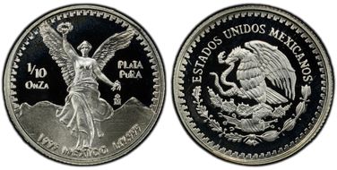 1993-Mo 1/10 oz Libertad Ag PR69DCAM
