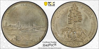 (1700) AR Medal Betts-103, Obverse 2 Leipzig Agave Americana AU58