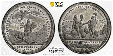 1783 WM Med. Betts-610, Treaty of Paris AU58