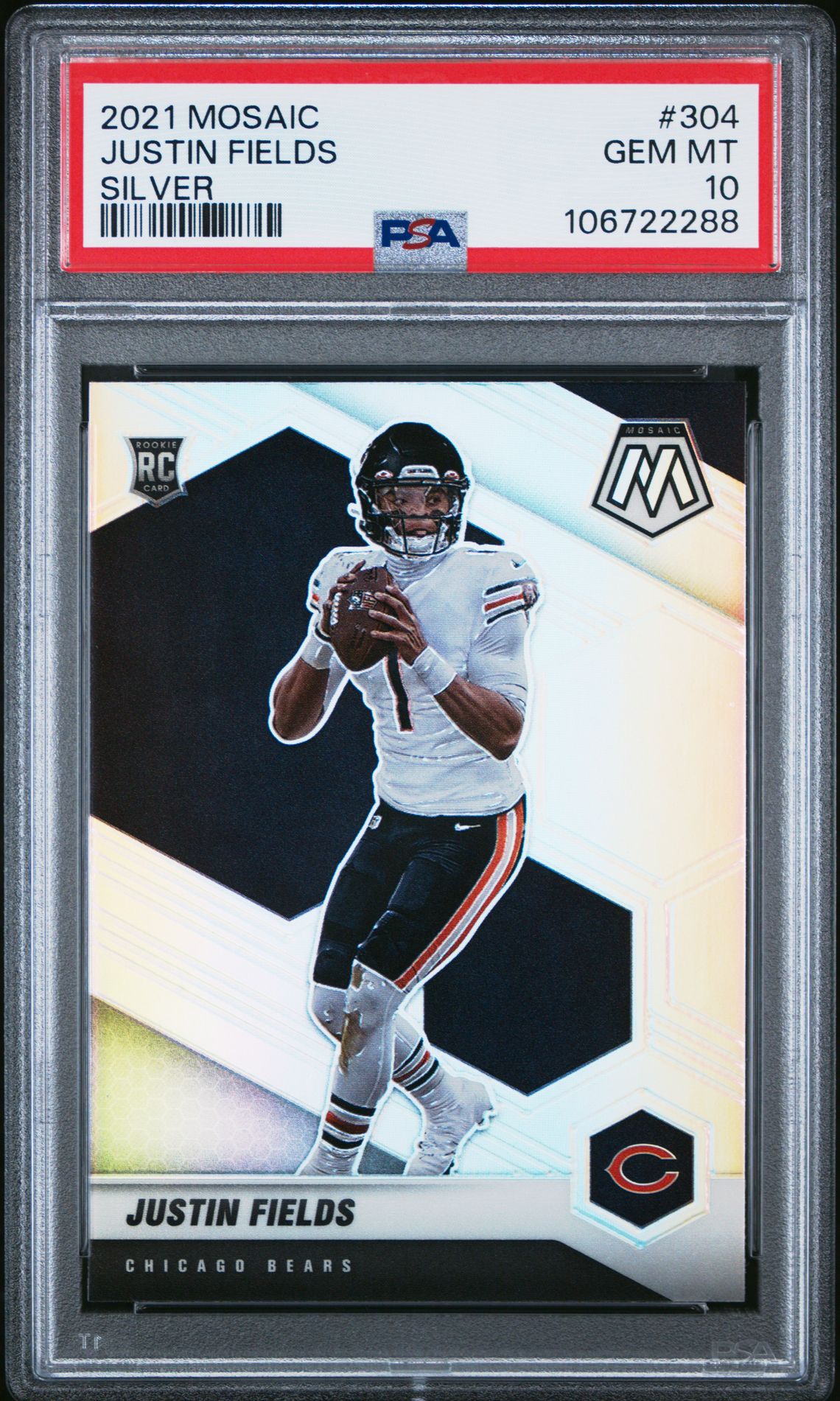 2021 Panini Mosaic Justin Fields #304 (Silver) Gem Mt 10 front