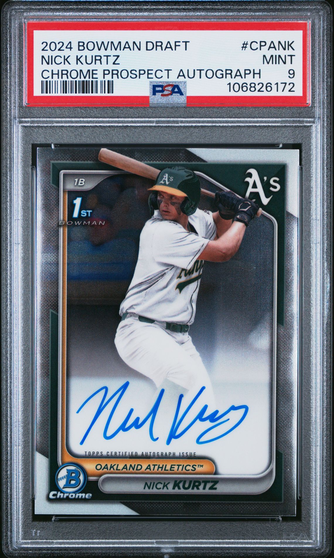 2024 Bowman BOWMAN DRAFT CHROME PROSPECT AUTOGRAPHS #CPANK Nick Kurtz front