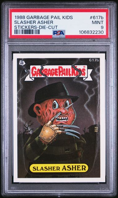 1988 Topps Garbage Pail Kids Series 15 Die-Cut #617B Slasher Asher front