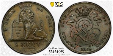 1849 5C Large 9 MS63BN