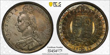 1887 1/2 Cr S-3924 Jubilee Head MS64
