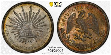 1908-Mo AM Peso KM-409.2 MS62
