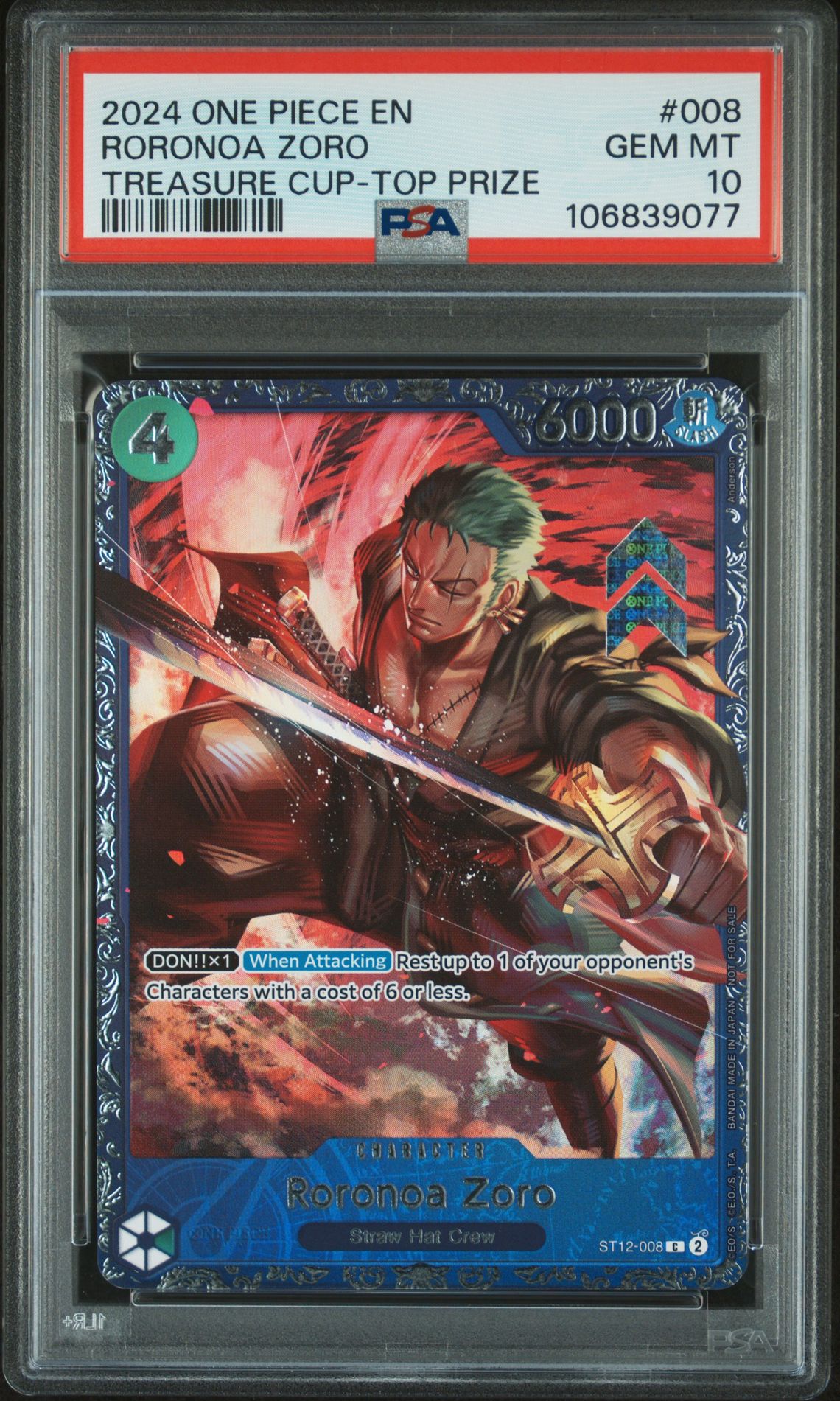 2024 One Piece ONE PIECE PROMOS TREASURE CUP-TOP 64 #008 Roronoa Zoro front