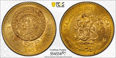 1921/11 20 Peso KM-478  Au MS63
