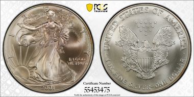 2001 $1 Silver Eagle MS69