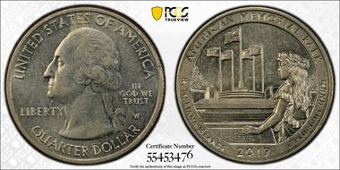 2019-W 25C American Memorial NP AU50