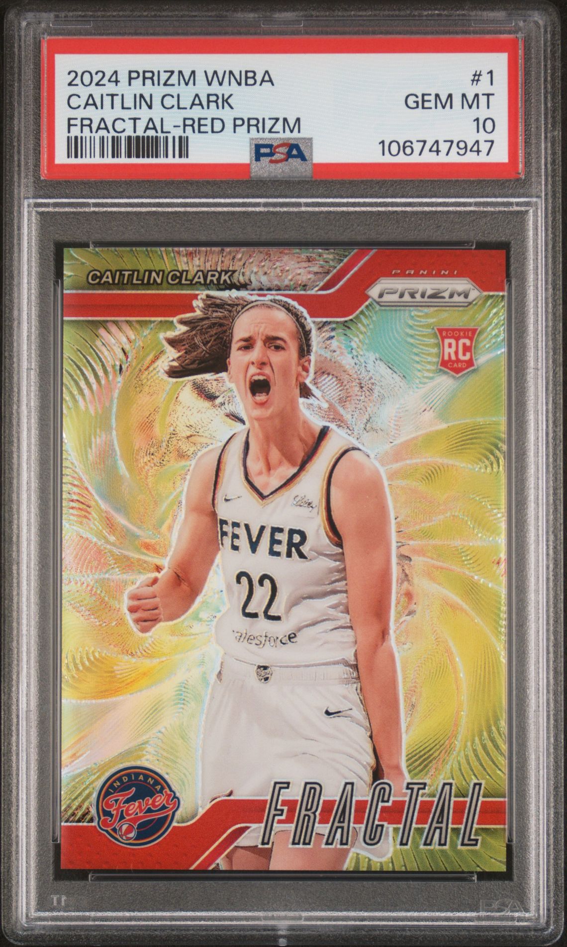 2024 Panini Prizm Wnba Fractal Caitlin Clark #1 (Fractal-Red Prizm) Gem Mt 10 front