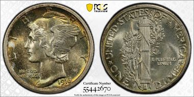 1916-S 10C Mercury MS67FB