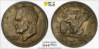 1972 $1 Type 3 AU58