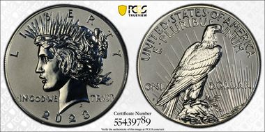 2023-S $1 Peace Dollar Rev PR Two-Coin Reverse Proof Set PR70