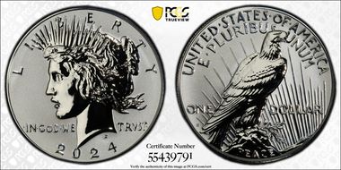 2024-S $1 Peace Dollar Rev PR Two-Coin Reverse Proof Set PR70