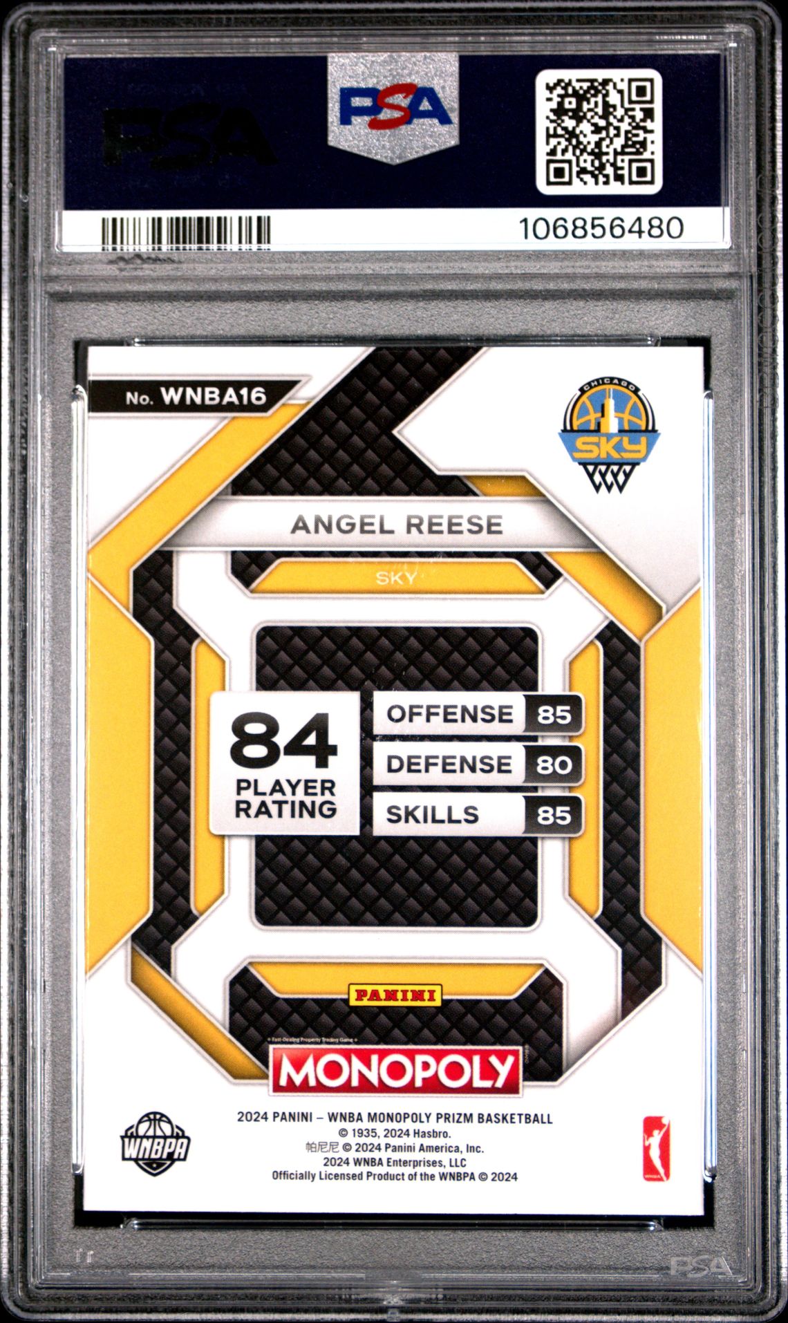 2024 Panini Prizm Monopoly Wnba Insert Angel Reese #16 (Insert) Gem Mt 10 back