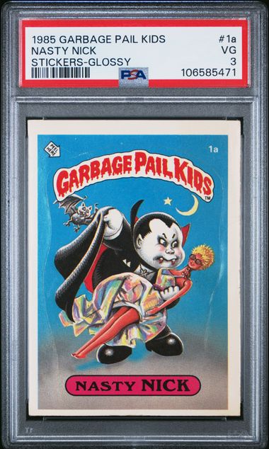 1985 Topps Garbage Pail Kids STICKERS-GLOSSY #1a Nasty Nick front