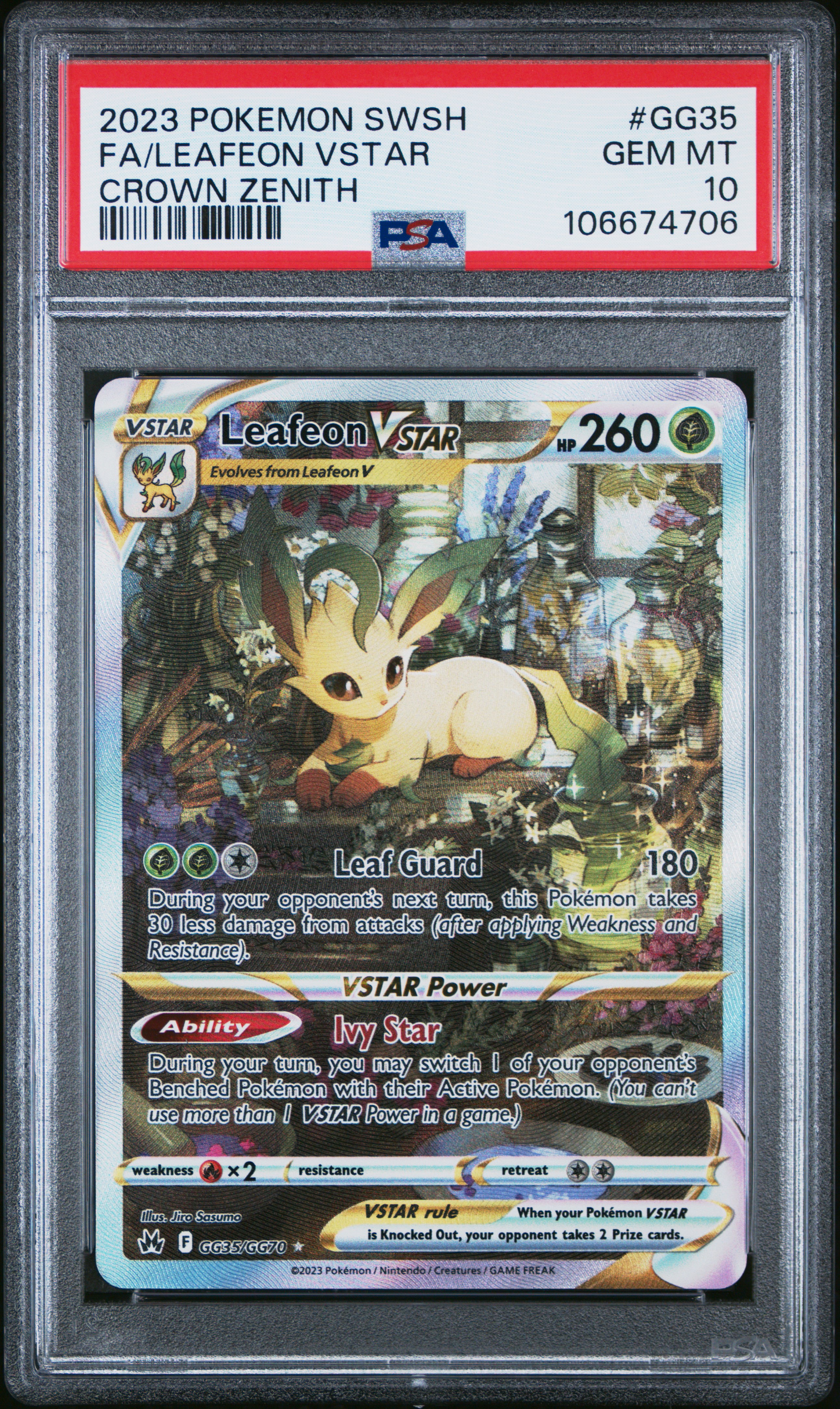 2023 #GG35 Full Art/Leafeon Vstar PSA 10 Sword and Shield Crown Zenith