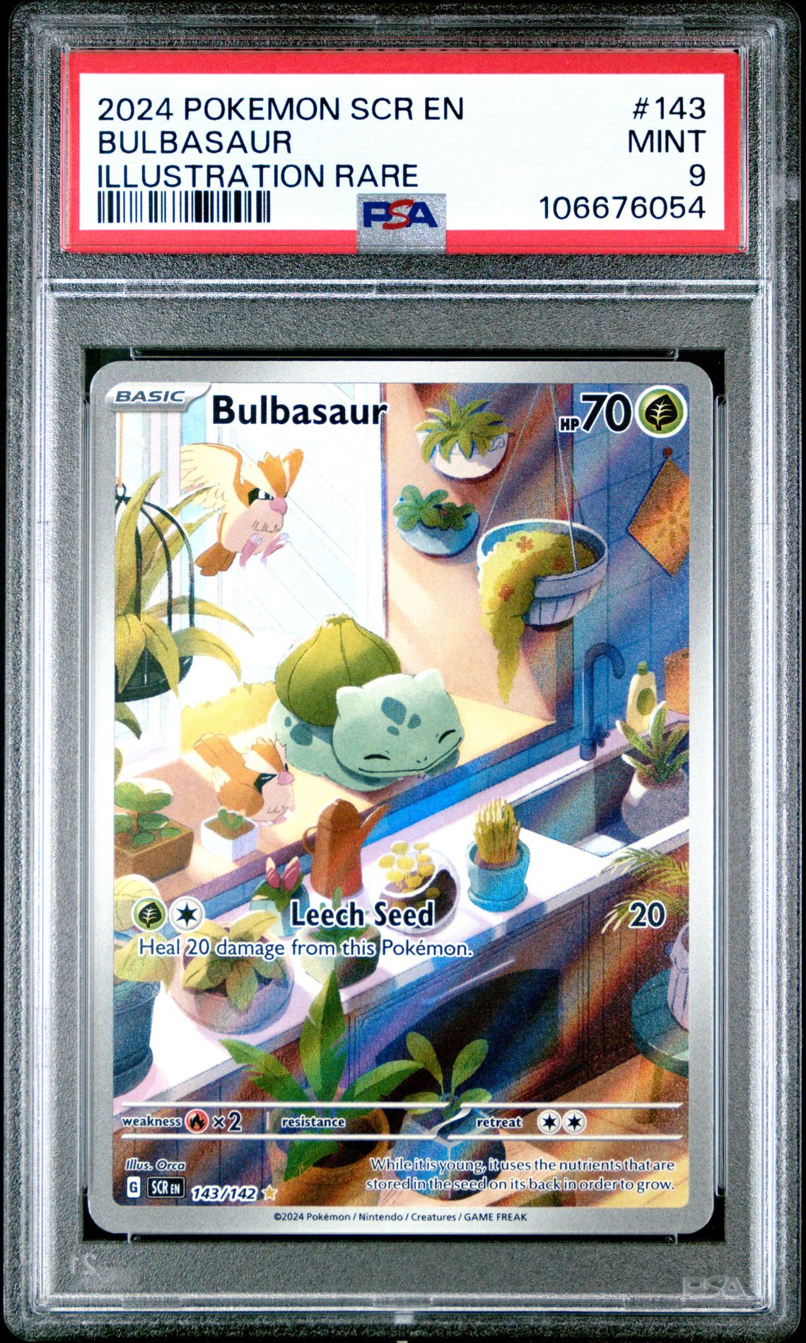 2024 Pokemon Scr En-Stellar Crown Bulbasaur #143 (Illustration Rare) Mint 9 front
