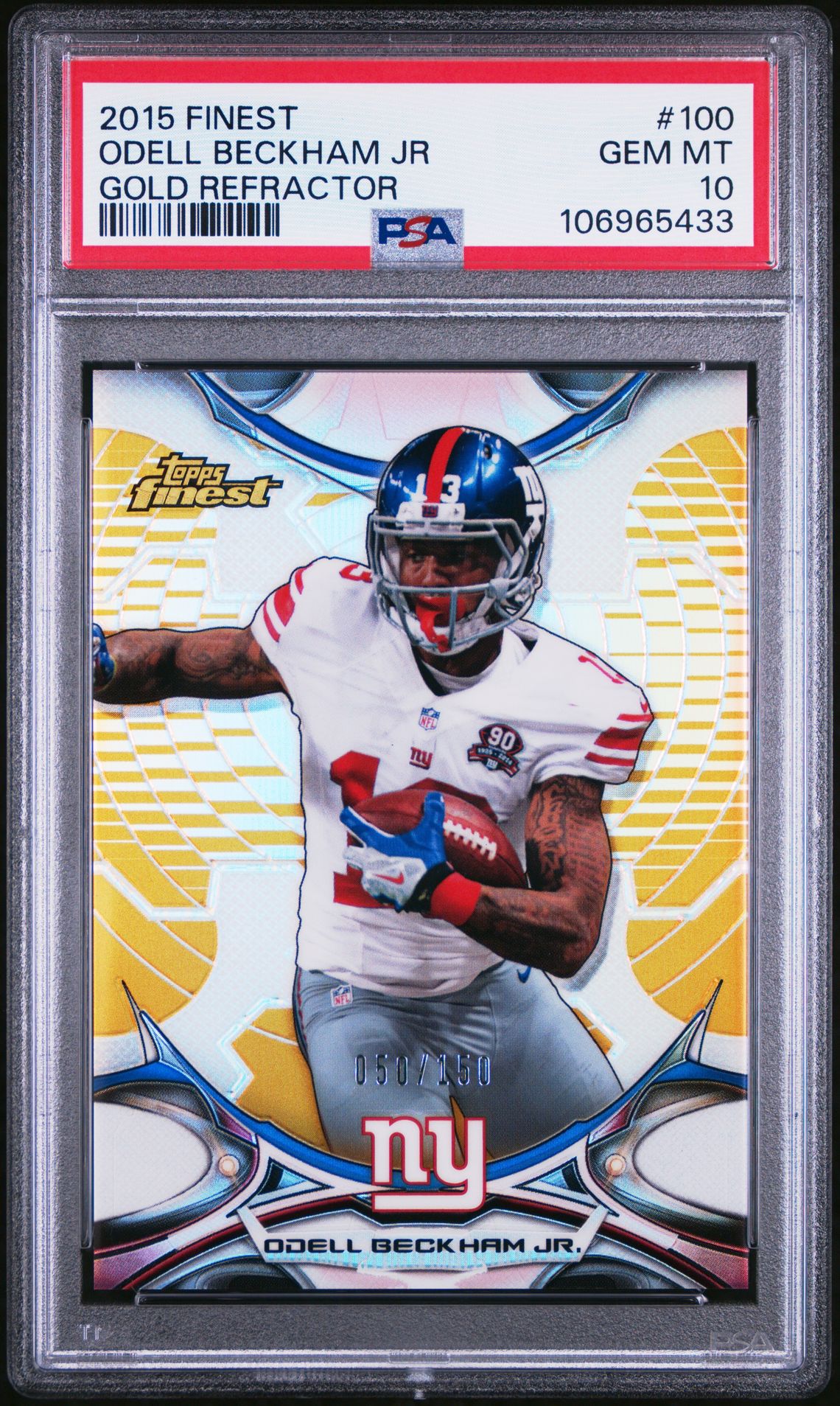 2015 Finest FINEST GOLD REFRACTOR #100 Odell Beckham Jr front