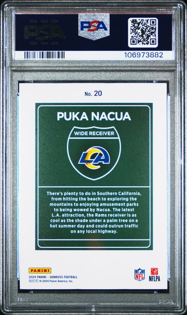 2024 Panini Donruss Downtown! Puka Nacua #20 Gem Mt 10 back