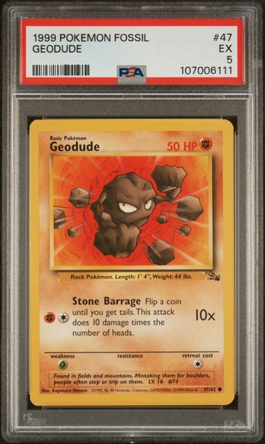 1999 Pokemon Fossil #47 Geodude front