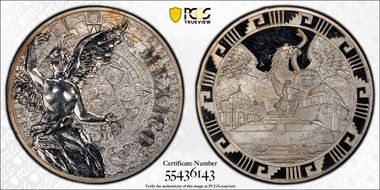 (2016)-Mo Medal "Mexican Elements" Ag 1oz Later Type PR62