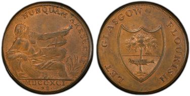 1791 Tk 1/2D DH-5b Lanarkshire, Glasgow MS63RB