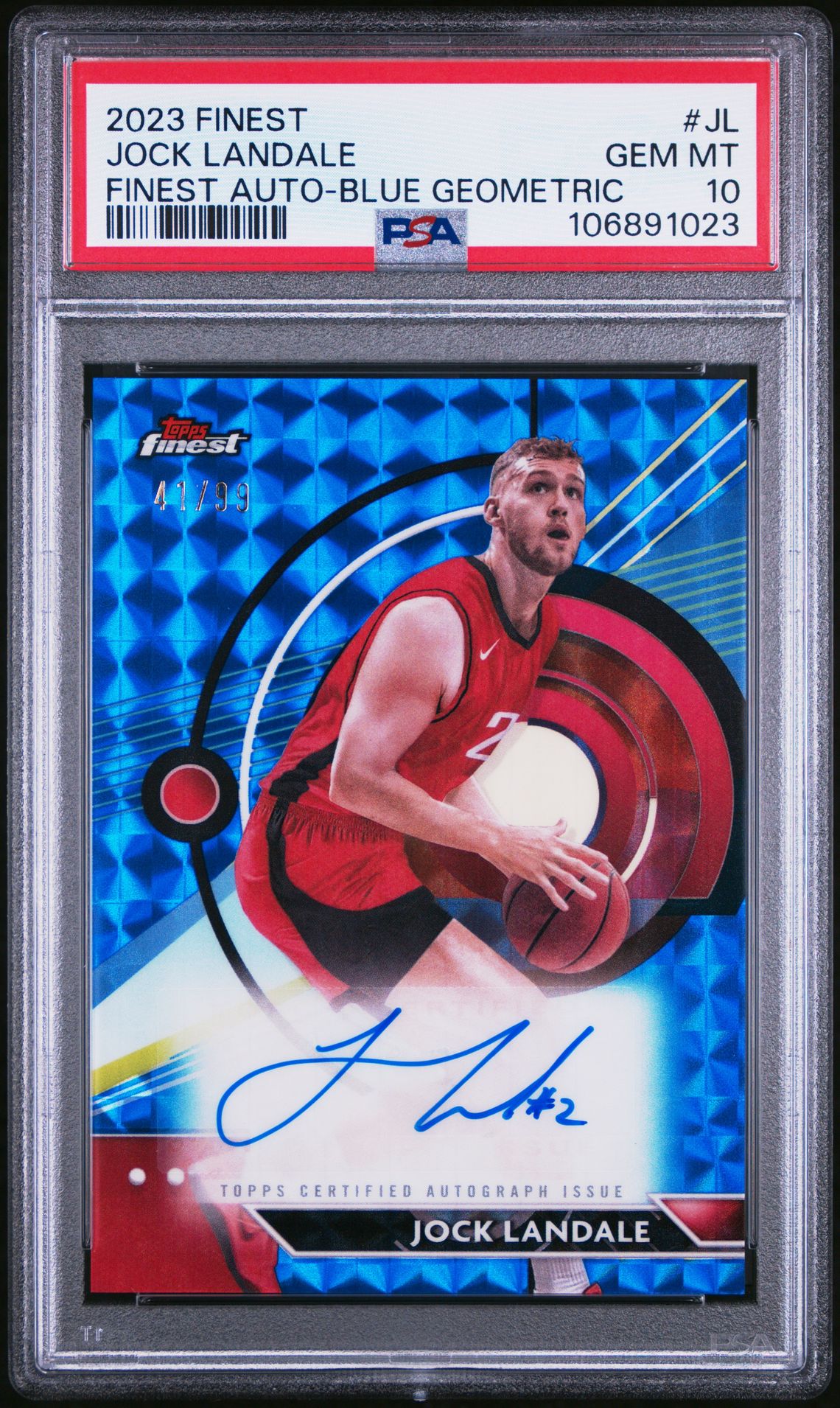 2023 Topps TOPPS FINEST FINEST AUTOGRAPHS BLUE GEOMETRIC #JL Jock Landale front